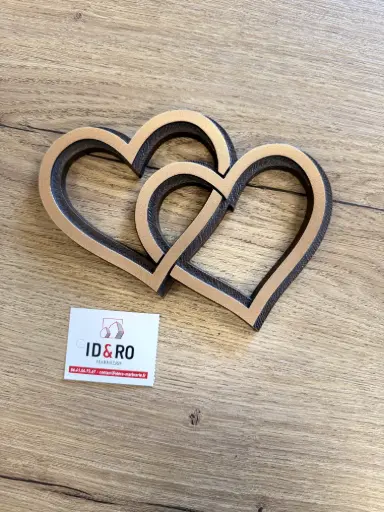 [20408] Double Cœur "Kontur" en bronze 13cm