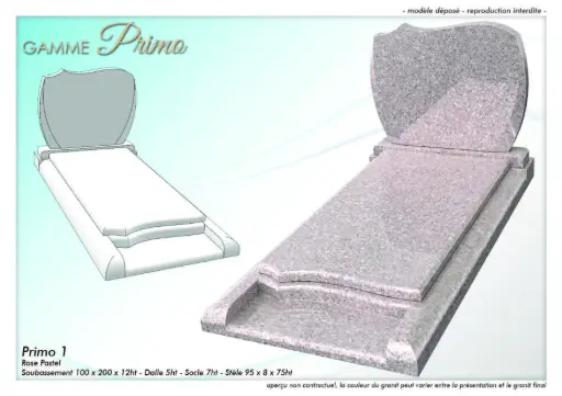 [PRIMO-RP] Monument Funéraire PRIMO - Rose Pastel (200x100cm)  